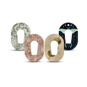 ExpressionMed Olive Grove Dexcom G6 Mini, 4-Pack Tape Olive henna florals Waterproof Sensor Cover for Continuous Glucose Monitor