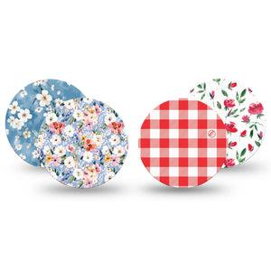 ExpressionMed Liberty Blooms Freestyle Libre, Libre 2 Plus, and Abbott Lingo OverPatch, 4-Pack Tape americana floral pattern Fixing Ring Patch for Continuous Glucose Monitor