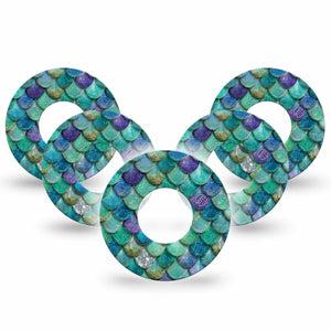 ExpressionMed Mermaid Scales Freestyle Libre, Libre 2 Plus, and Abbott Lingo, 5-Pack aquatic texture design Decorative Patch for Continuous Glucose Monitor
