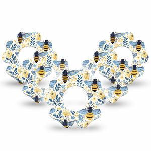 ExpressionMed Busy Bees Freestyle Libre, Libre 2 Plus, and Abbott Lingo Flower, 5-Pack Delicate bees flowers Sensor Cover for Continuous Glucose Monitor