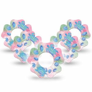 ExpressionMed Turtley One-derful Freestyle Libre, Libre 2 Plus, and Abbott Lingo Flower, 5-Pack Seashells hibiscus Sensor Cover for Continuous Glucose Monitor