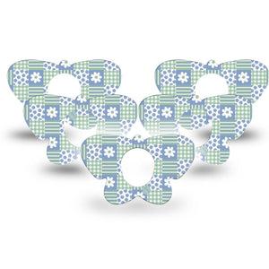ExpressionMed Patchwork Flowers Dexcom G7 and Dexcom Stelo Glucose Biosensor System Butterfly, 5-Pack Floral plaid Adhesive Tape for Continuous Glucose Monitor