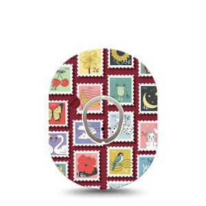 ExpressionMed Postage Stamp Dexcom G7 and Dexcom Stelo Glucose Biosensor System, Single Tape and Single Sticker Cute icon postage stamps Overlay Patch for CGM