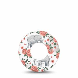 ExpressionMed Sweet Elephants Freestyle Libre, Libre 2 Plus, and Abbott Lingo, Single Tape gentle safari theme Fixing Ring Patch for CGM