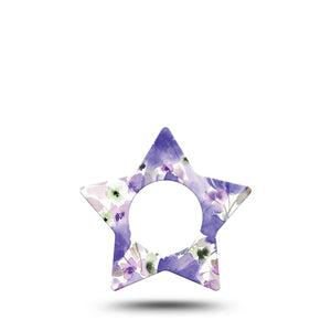 ExpressionMed Italian Blooms Freestyle Libre 2 Star Shape Tape, Abbott Lingo,  Single Tape Soothing Purple Lavender Flowers Adhesive Tape CGM Design