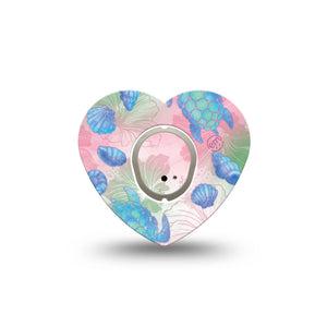 ExpressionMed Turtley One-derful Dexcom G7 and Dexcom Stelo Glucose Biosensor System Heart, Single Tape and Single Sticker Pink hibiscus blue turtles Best Covers for CGM