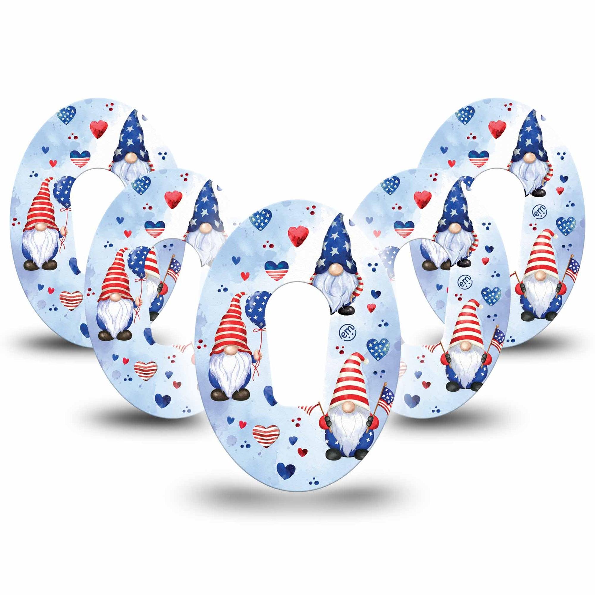 ExpressionMed Summer Gnomies Dexcom G6 Tape 5-Pack 4th of july florals Plaster CGM Design