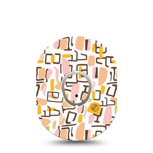 ExpressionMed Squiggles Dexcom G7 Tape, Dexcom Stelo Glucose Biosensor System, Single Tape and Single Sticker Retro Inspired Pattern, Overlay Tape CGM Design