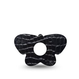 ExpressionMed Black Aligator Skin Freestyle Libre 3 and Libre 3 Plus Butterfly Shape Tape Single Sleek Looking Animal Print, Overlay Patch CGM Design