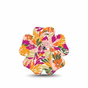 ExpressionMed Retro Brush Stroke Freestyle Libre 3 and Libre 3 Plus Flower Shape Tape Single Tape and Single Sticker Orange Pink Brush Stroke Pattern, Overlay Tape CGM Design