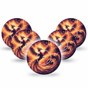 ExpressionMed Rising Phoenix Freestyle Libre and Libre 2 Plus Tape, Abbott Lingo, 5-Pack Tape and 5-Pack Sticker Strength Hope Symbolism, Fixing Ring Tape Continuous Glucose Monitor Design