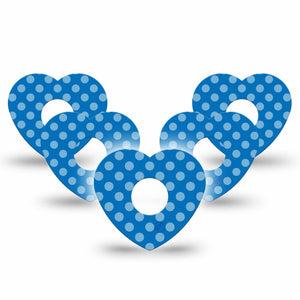 ExpressionMed Blue Polka Dots Freestyle Libre 3 and Libre 3 Plus Heart Shape Tape, 5-Pack Tape NDAM Blue Dots, Patch CGM Design