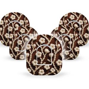 ExpressionMed Cozy Sweater Omnipod Tape, 5-Pack Tape and 5-Pack Sticker Autumn Knit Inspired, Adhesive Patch Pump Design