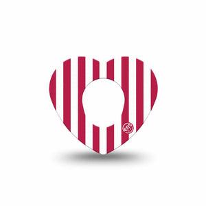 ExpressionMed Red Stripes Dexcom G7 and Dexcom Stelo Glucose Biosensor System Heart, Single Tape USA Flag inspired Decorative Patch for CGM