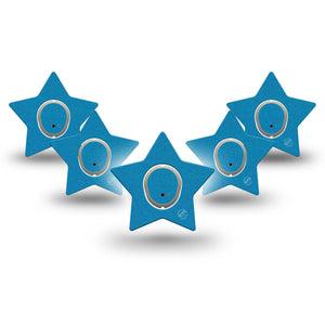 ExpressionMed Teal Dexcom G7 Star Shape Tape, Dexcom Stelo Glucose Biosensor System, 5-Pack Tape and 5-Pack Sticker Solid Color, Overlay Patch CGM Design