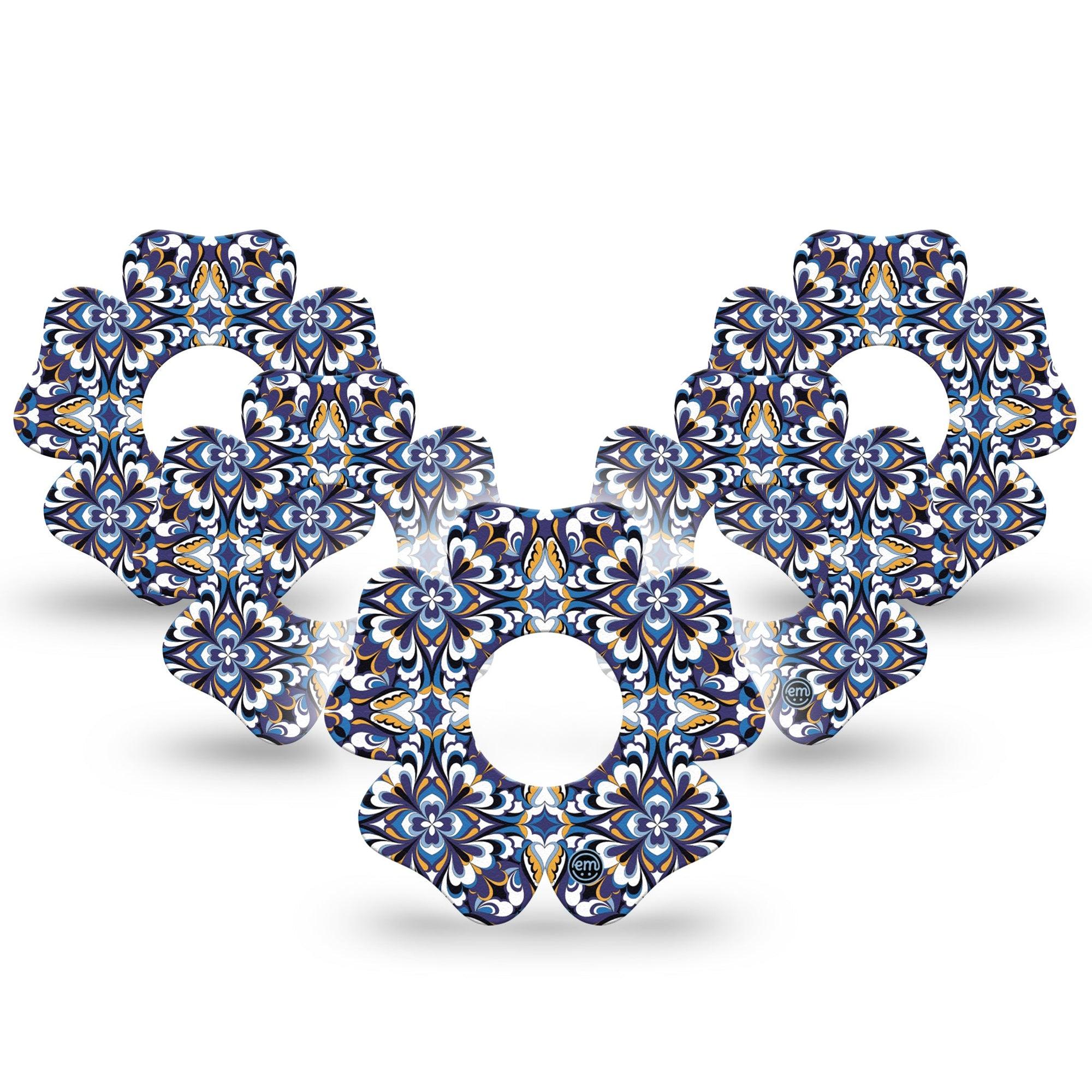 ExpressionMed Moroccan Tile Infusion Set Flower Shape Tape 10-Pack Tape Handmade Mosaic, Plaster Continuous Glucose Monitor Design