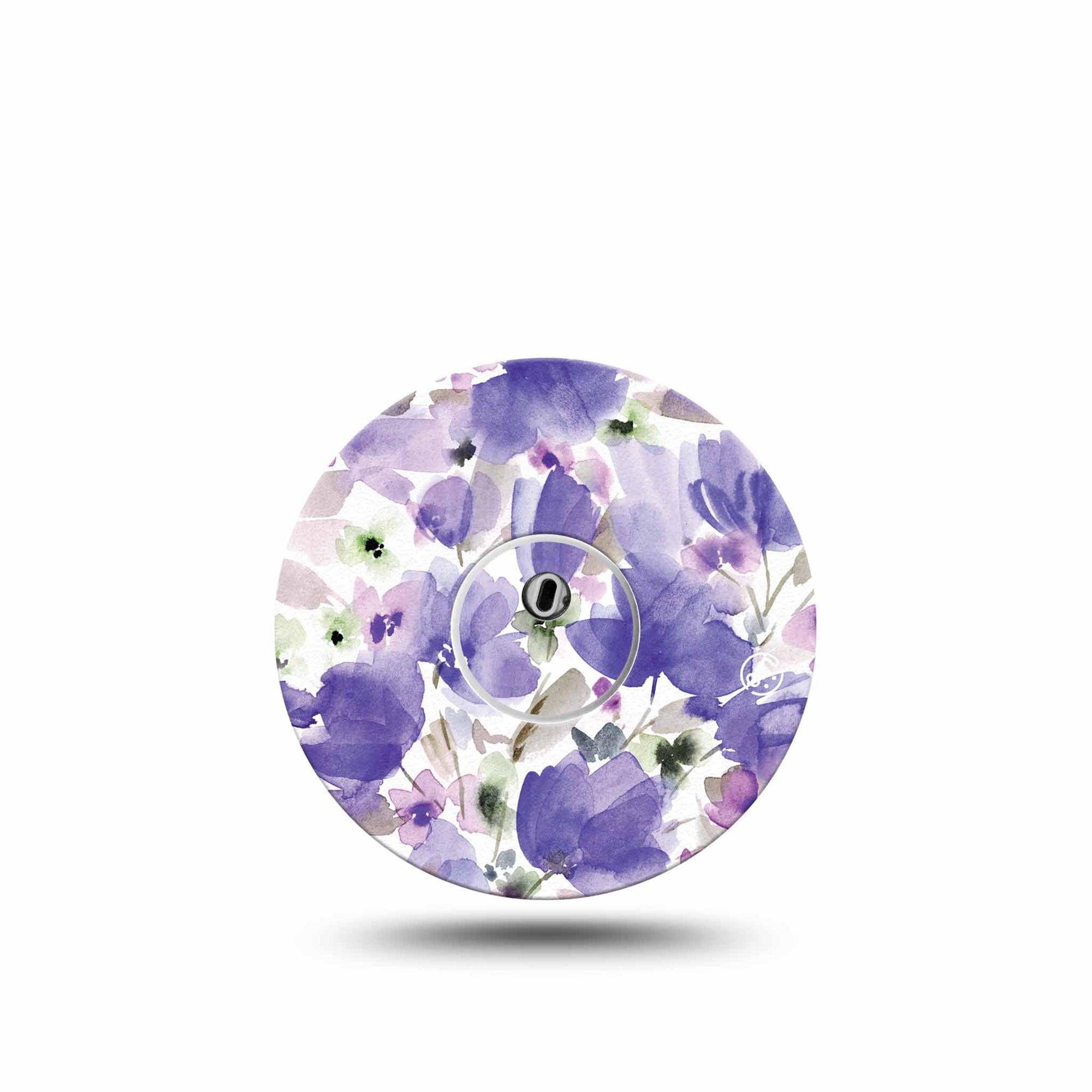 ExpressionMed Italian Blooms Freestyle Libre 3 Tape Single Tape and Single Sticker Soft Purple Florals Adhesive Tape CGM Design