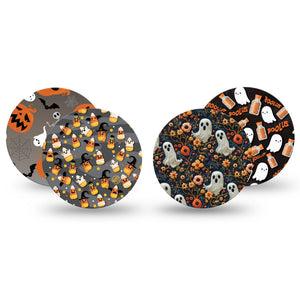 ExpressionMed Ghostly Giggles Variety Pack Freestyle Libre and Libre 2 Plus Overpatch, Abbott Lingo, 4-Pack Tape Variety, Halloween Ghouls, Fixing Ring Patch CGM Design