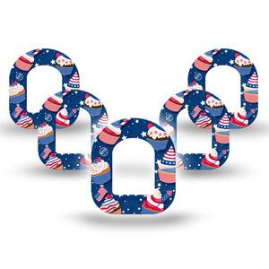 ExpressionMed Patriotic Cupcakes Omnipod Mini Sticker Single Tape Unity Sweets Cupcakes Vinyl Decoration Pump Design