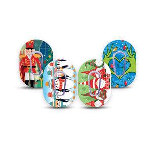 ExpressionMed Christmas Wonders Variety Pack Dexcom G6 Mini Tape 4-Pack Tapes & 4-Pack Stickers, Christmas Time Artwork Adhesive Tape Continuous Glucose Monitor Design