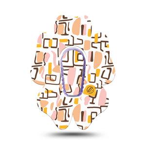 ExpressionMed Squiggles Dexcom G6 Flower Shape Tape, Single Tape and Single Sticker Bright Pink Yellow Pattern, Adhesive Patch Continuous Glucose Monitor Design