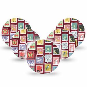 ExpressionMed Postage Stamp Freestyle Libre, Libre 2 Plus, and Abbott Lingo, 5-Pack Tape and 5-Pack Sticker Cute icon postage stamps Accessories for Continuous Glucose Monitor