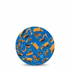 ExpressionMed Construction Trucks Freestyle Libre and Libre 2 Plus Overpatch, Abbott Lingo, Single Tape Kid Style Trucks, Fixing Ring Patch CGM Design