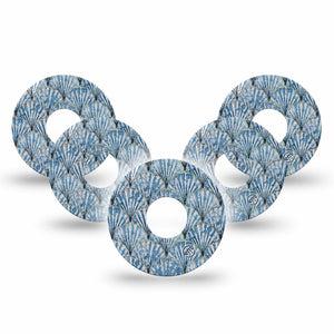 ExpressionMed Seashells Freestyle Libre 3 and Libre 3 Plus Tape, 5-Pack Tape Blue Clam Shell, Adhesive Tape Continuous Glucose Monitor Design