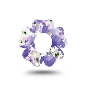 ExpressionMed Italian Blooms Dexcom G7 Flower Shape Tape, Dexcom Stelo Glucose Biosensor System, Single Tape Dreamy Watercolor Purple Flowers Adhesive Tape CGM Design