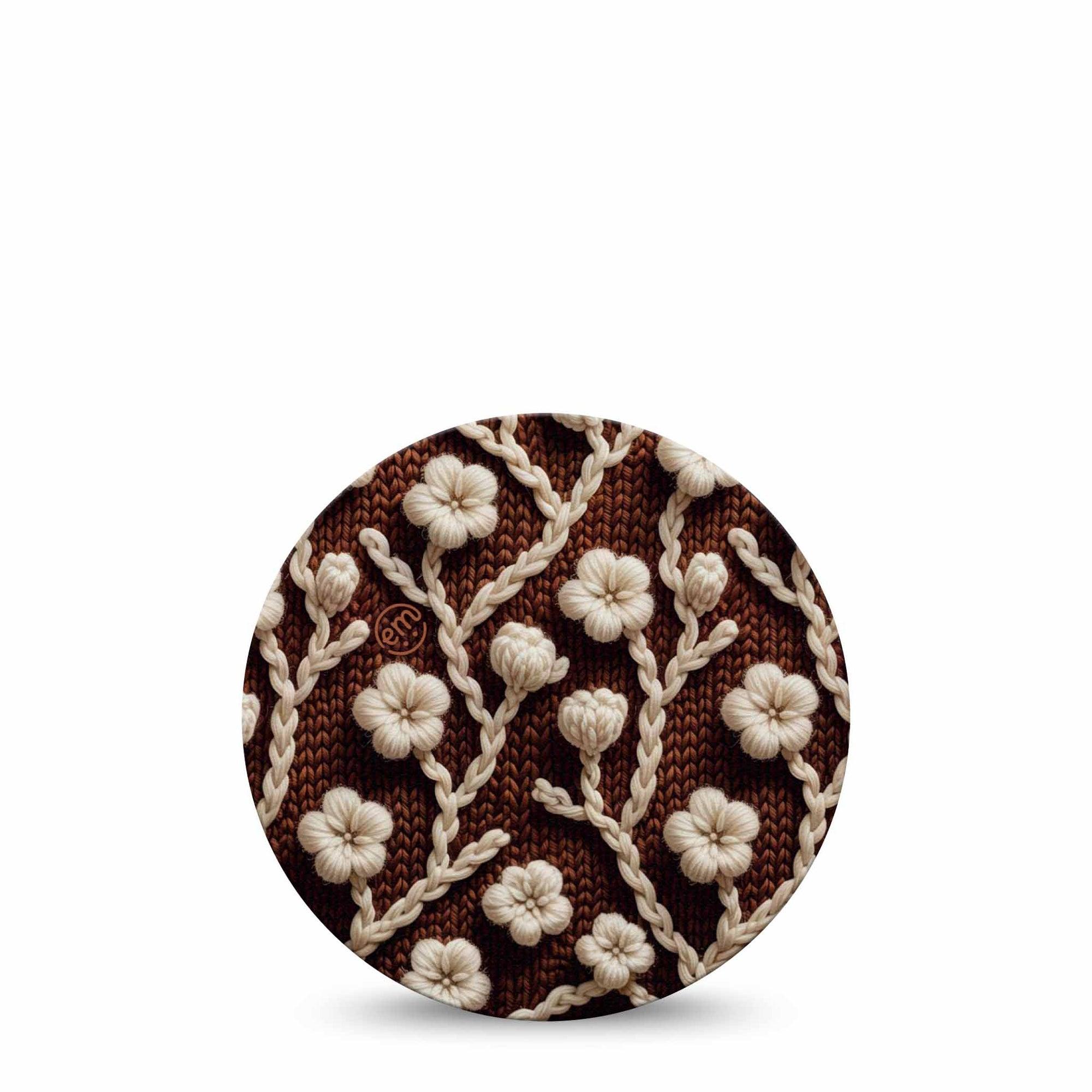 ExpressionMed Cozy Sweater Dexcom G7 Overpatch, Dexcom Stelo Glucose Biosensor System, Single Tape Cute Yarn Inspired Flowers, Overlay Tape CGM Design