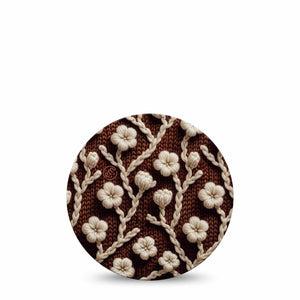 ExpressionMed Cozy Sweater Dexcom G7 Overpatch, Dexcom Stelo Glucose Biosensor System, Single Tape Cute Yarn Inspired Flowers, Overlay Tape CGM Design