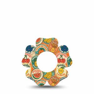 ExpressionMed Fruit Stickers Freestyle Libre, Libre 2 Plus, and Abbott Lingo Flower, Single Tape Fresh fruit print Decorative Adhesive Tape for CGM