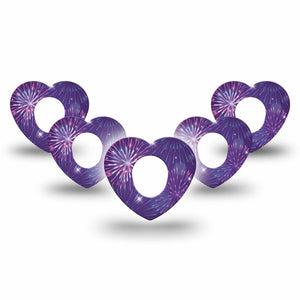 ExpressionMed New Years Celebration Dexcom G7 Heart Shape Tape, Dexcom Stelo Glucose Biosensor System, 5-Pack Tape Happy New Year, Overlay Patch CGM Design