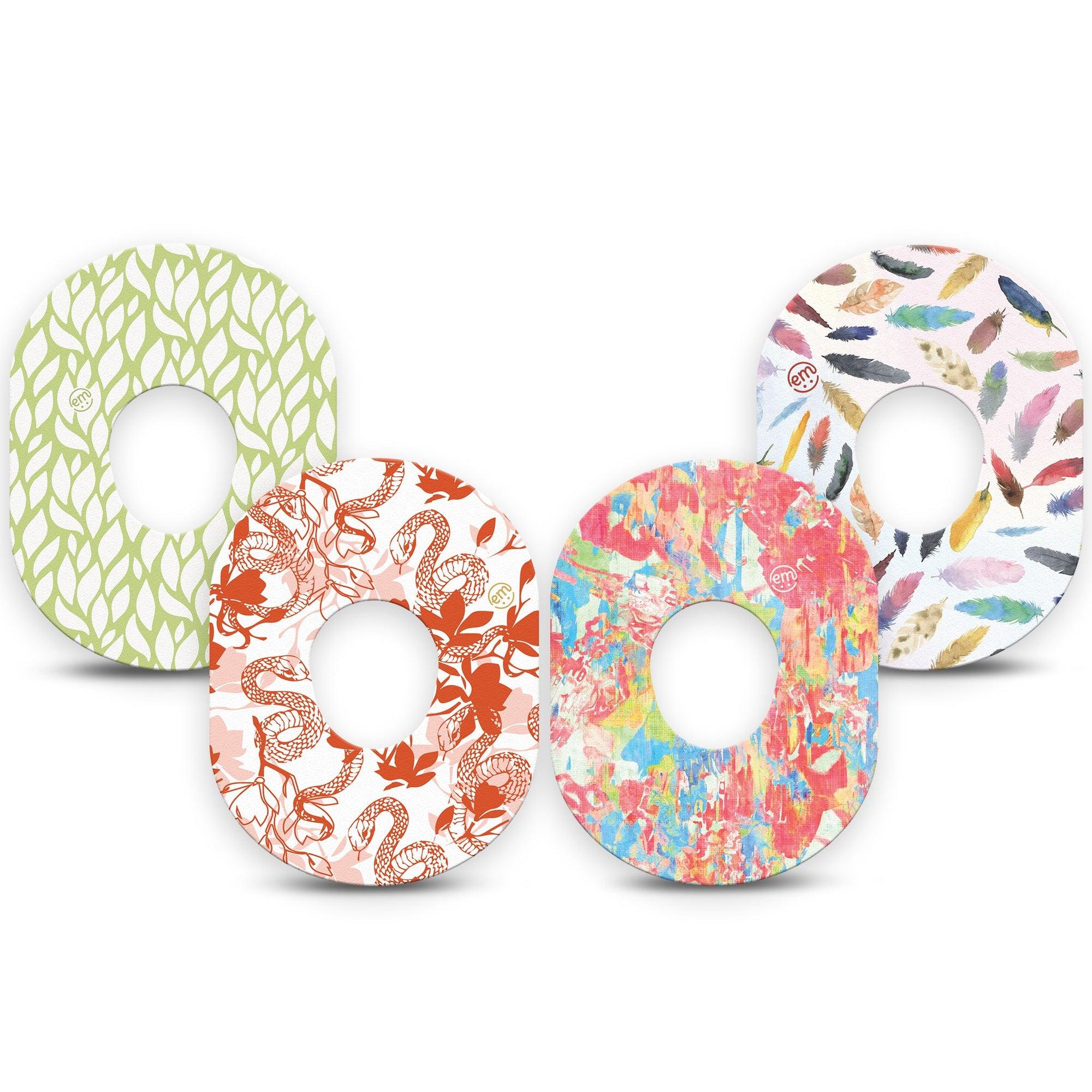 ExpressionMed Heatwave Variety Pack Dexcom G7 Tape, Dexcom Stelo Glucose Biosensor System, 4-Pack Tape Variety Happy Inspired Color Patterns, Overlay Tape CGM Design