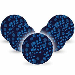 ExpressionMed Blue Drops Freestyle Libre and Libre 2 Plus Overpatch, Abbott Lingo, 5-Pack Tape Blue Toned Bead Inspired, Fixing Ring Patch CGM Design