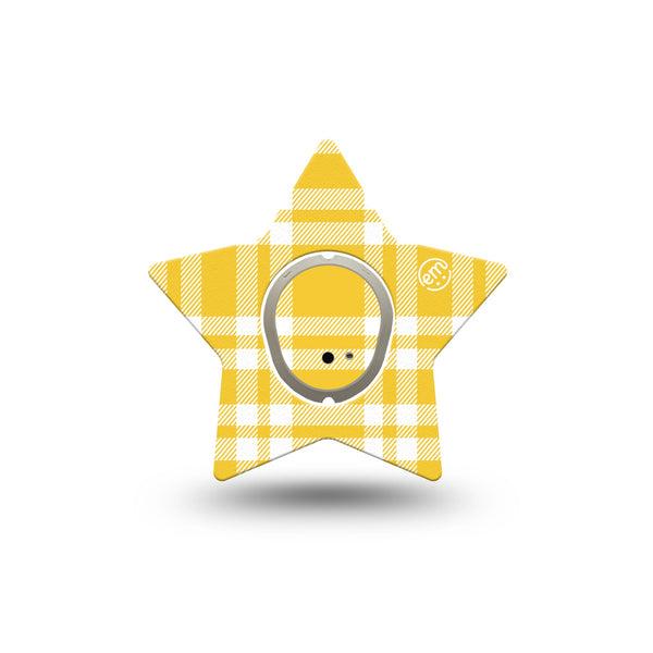 ExpressionMed yellow gingham Dexcom G7 and Dexcom Stelo Glucose Biosensor System Star, Single Tape and Single Sticker Cheery gingham Adhesive Patch for CGM