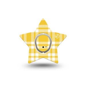 ExpressionMed yellow gingham Dexcom G7 and Dexcom Stelo Glucose Biosensor System Star, Single Tape and Single Sticker Cheery gingham Adhesive Patch for CGM