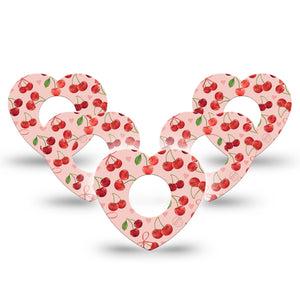 ExpressionMed Cherries Infusion Set Heart Shape Tape, 10-Pack Tape Red Cherries, Adhesive Tape Continuous Glucose Monitor Design