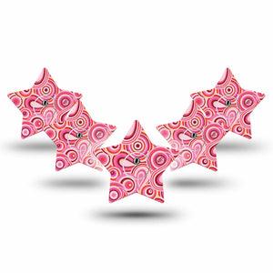 ExpressionMed BB Pink Party Freestyle Libre 3 Star Shape Tape 5-Pack Tape and 5-Pack Sticker Pink Girlie Motif Patch CGM Design