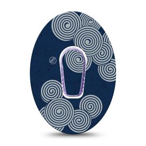 ExpressionMed Blue Swirls Dexcom G6 Sticker and Tape  Twisting Spirals, Vinyl Sticker and Tape Design CGM Design