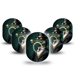 ExpressionMed Dapper Alligator Dexcom G7 Tape, Dexcom Stelo Glucose Biosensor System, 5-Pack Tape and 5-Pack Sticker Silly Well-Dressed Alligator, Overlay Tape CGM Design
