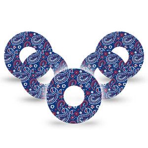 ExpressionMed Independence Paisley Infusion Set Tape 10-Pack Tape Independence Day Paisley, Overlay Patch Continuous Glucose Monitor Design