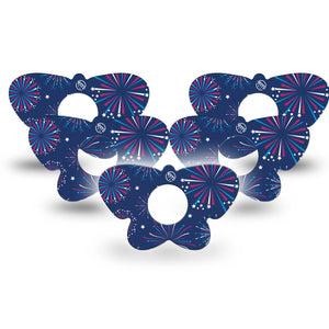 ExpressionMed Night Sky Celebration Infusion Set Butterfly Shape Tape 10-Pack American Fireworks Adhesive Tape Continuous Glucose Monitor Design