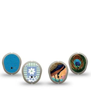 ExpressionMed Ornate Peacock Dexcom G7 and Dexcom Stelo Glucose Biosensor System Sticker, 4-Pack Sticker intricate peacock artwork Sensor Cover for Continuous Glucose Monitor
