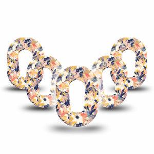 ExpressionMed Tinted Blooms Dexcom G6 Mini Tape 5-Pack Blended Orange Blue Florals Adhesive Tape CGM Design