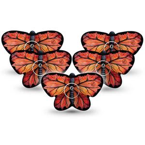ExpressionMed Leaf Butterfly Freestyle Libre 3 and Libre 3 Plus Butterfly Shape Tape 5-Pack Tape and 5-Pack Sticker Crunchy Orange Leaf, Overlay Patch CGM Design