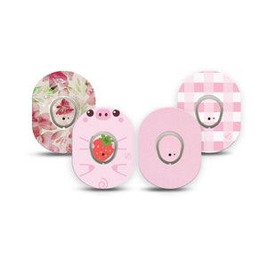 ExpressionMed Powder Pink Variety Pack Dexcom G7 Mini Tape, Dexcom Stelo Glucose Biosensor System, 4-Pack Tape and 4-Pack Sticker Variety, Soft Pink Pastels, Patch Continuous Glucose Monitor Design