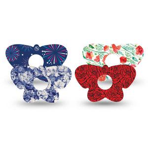ExpressionMed Heritage Floral Freestyle Libre 3 and Libre 3 Plus Butterfly, 4-Pack Tape classic floral graphic Waterproof Plaster for CGM