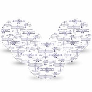 ExpressionMed Airplane Dexcom G7 Overpatch, Dexcom Stelo Glucose Biosensor System, 5-Pack Tape Plane Illustration Print, Overlay Tape CGM Design