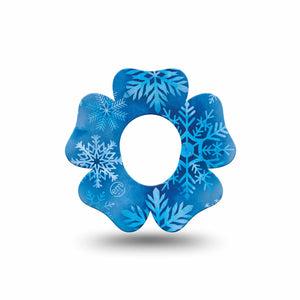 ExpressionMed Falling Snow Dexcom G7 Flower Shape Tape, Dexcom Stelo Glucose Biosensor System, Single Tape Winter Snowflakes, Plaster CGM Design